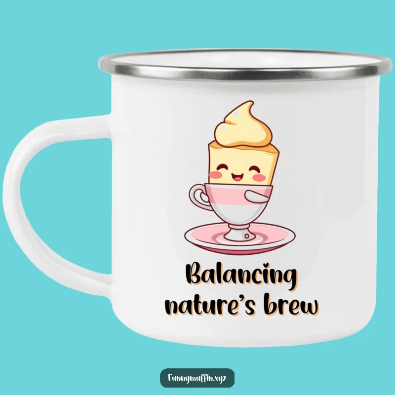 Funny Scone Balancing Act Camping Mug - Adventure Fuelled by Sweet Humor