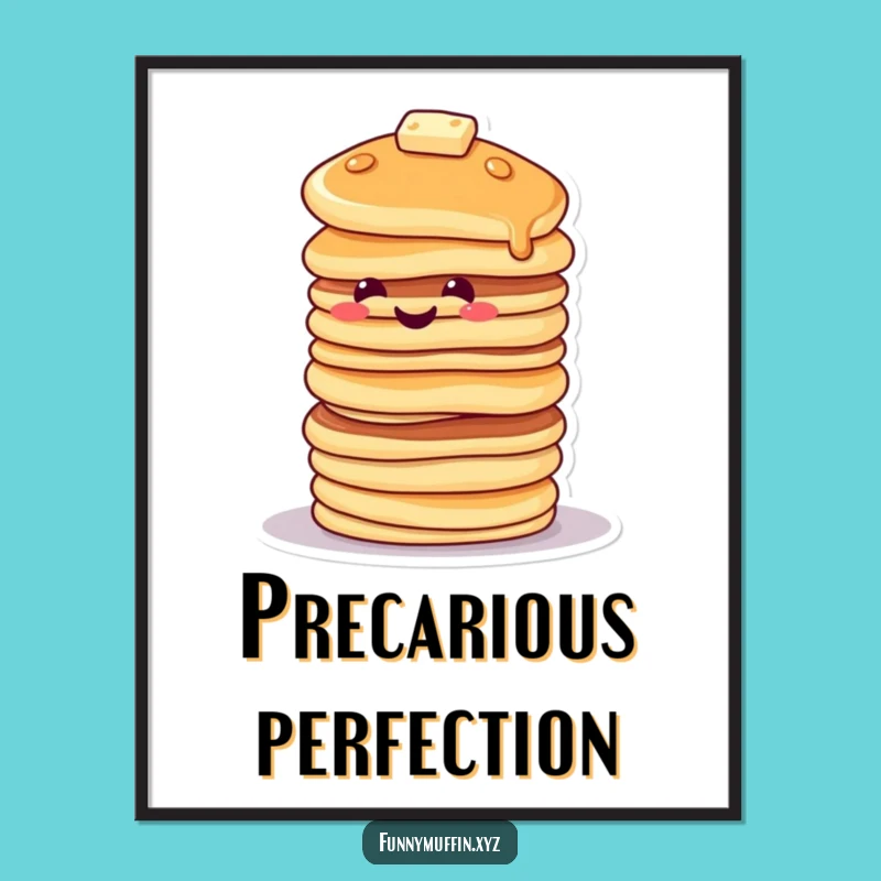 Funny Pancake Stack Digital Art Print: Instant Wobbly Fun for Your Walls!
