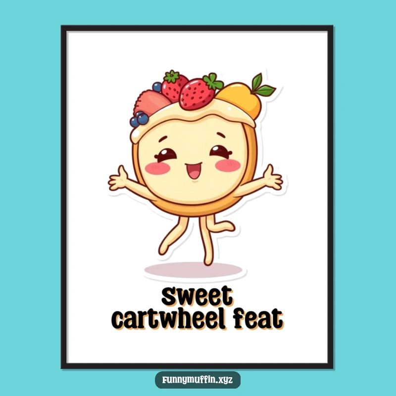 Funny Cartwheeling Tart Digital Print: Instant Cheerful Decor