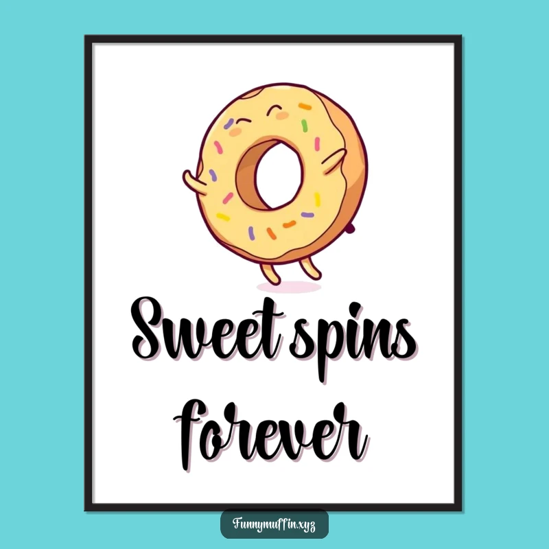 Funny Donut Cartwheel Digital Art Print: Instant Fun for Your Walls!