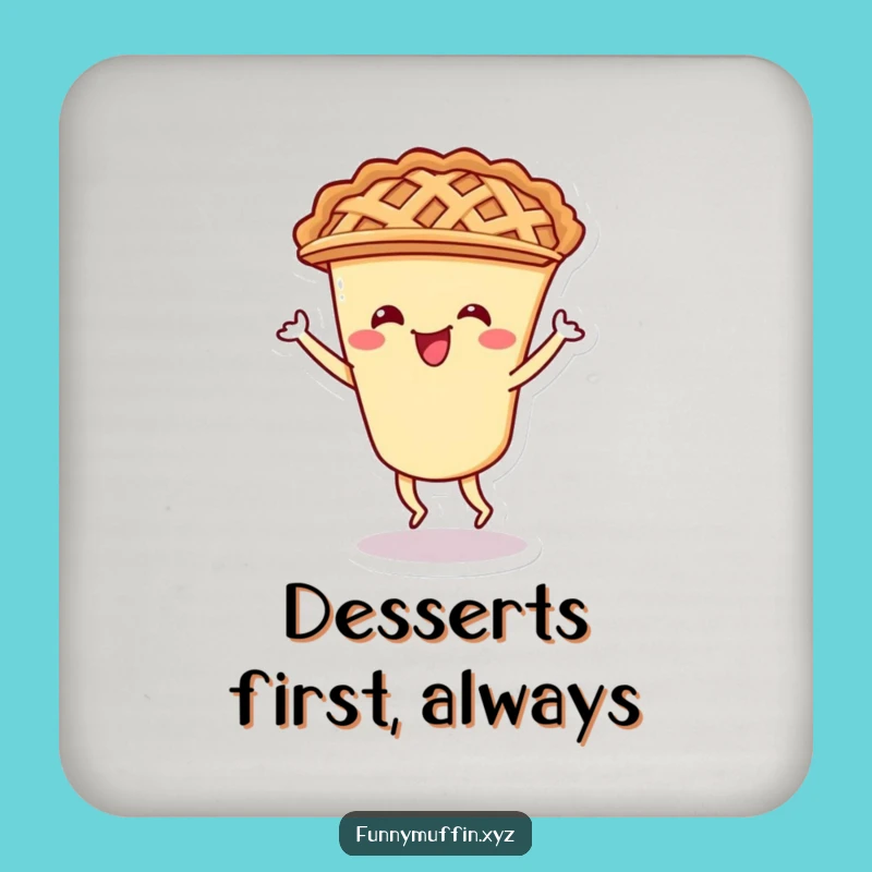 Funny Pie Shimmy Coaster: Protect Surfaces with a Cheerful Lattice Crust Character
