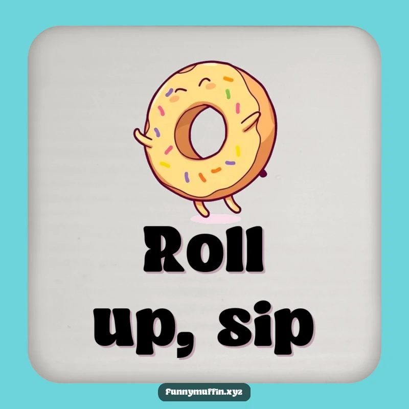 Funny Donut Cartwheel Drink Coasters: Protect Surfaces with Sweet Style!