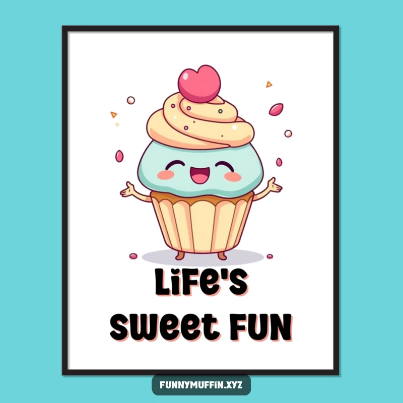 Funny Cupcake Juggling Poster - Delightful Wall Art & Gift!