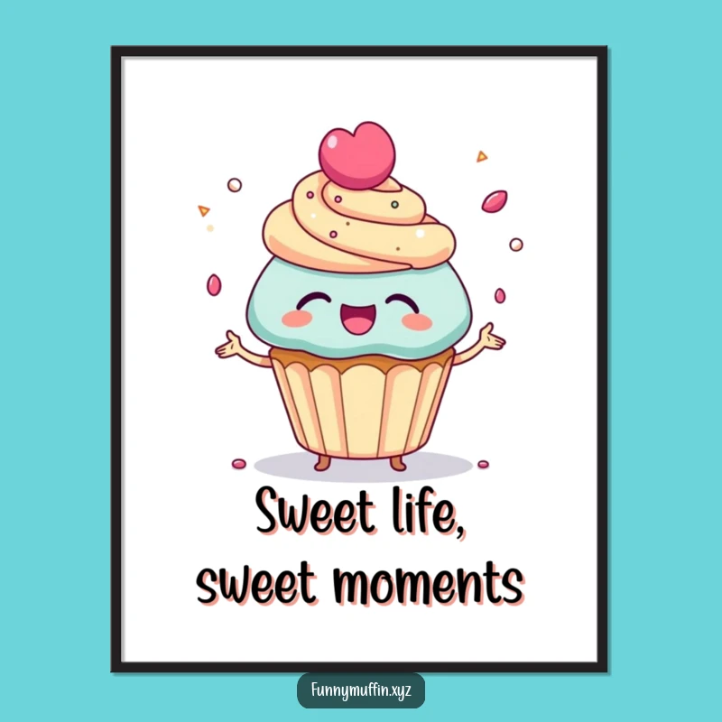 Free Printable Wall Art: Juggling Cupcake Funny Downloadable Art Gift
