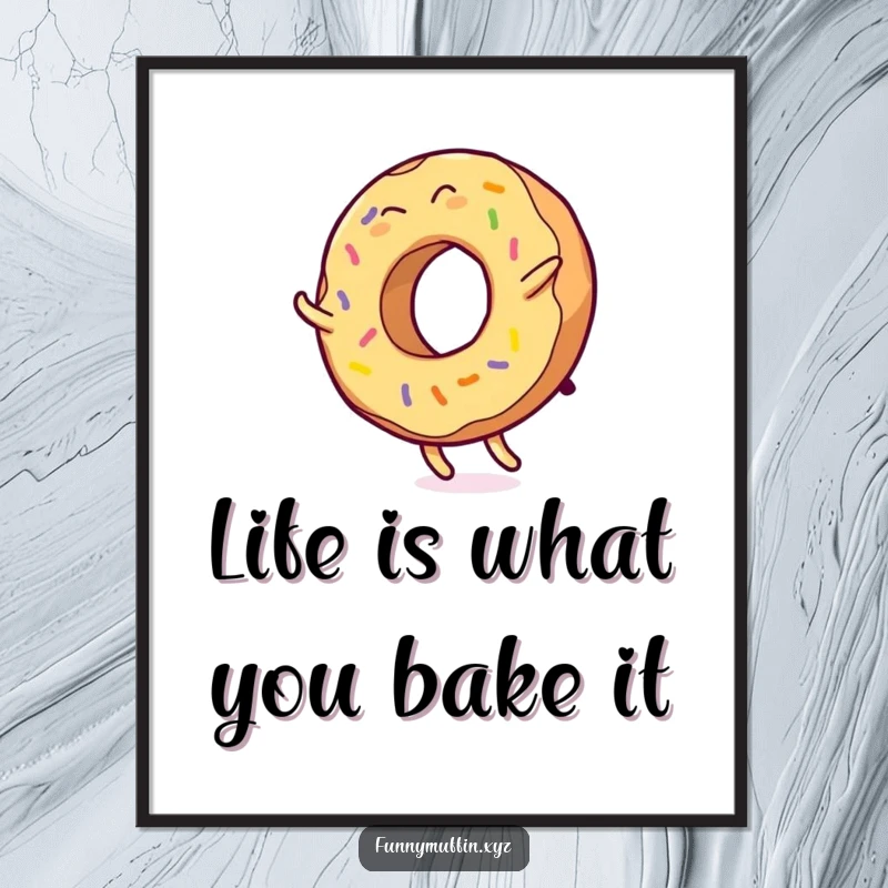 Funny Free Printable Wall Art: A giggling donut character with colorful icing, executing a dynamic cartwheel.