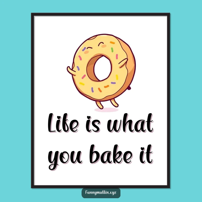 Free Printable Wall Art: Giggling Donut Cartwheel Whimsical Decor Downloadable