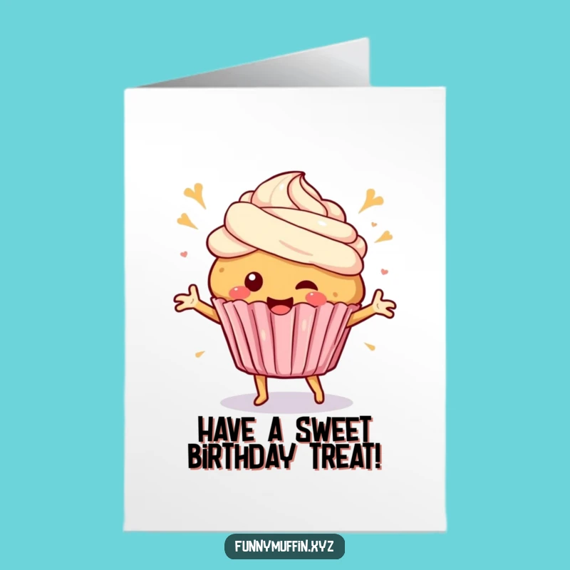 Free Printable Birthday Card: Happy Dancing Muffin Funny Downloadable Gift