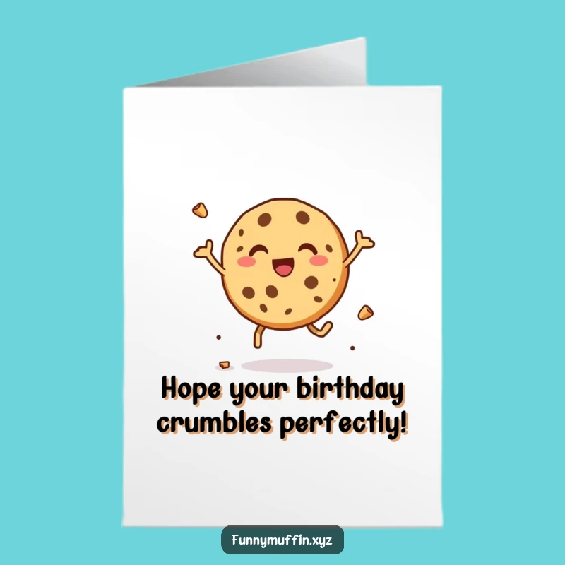 Free Printable Birthday Card: Joyful Cookie Leaping Crumbs Downloadable Gift
