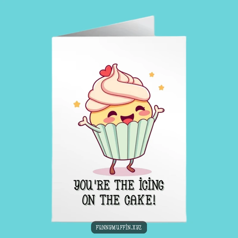 Free Printable Congratulations Card: Whimsical Cupcake Character Dancing Your Success Download