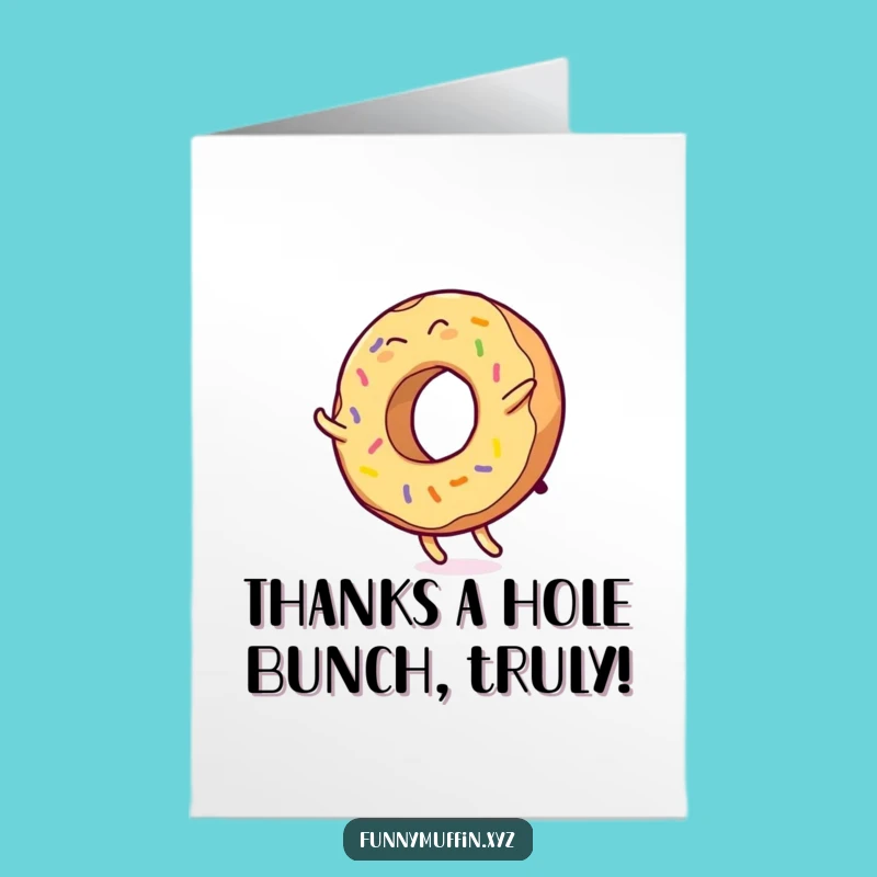 Free Printable Thank You Card: Giggling Donut Cartwheel Gratefulness Download