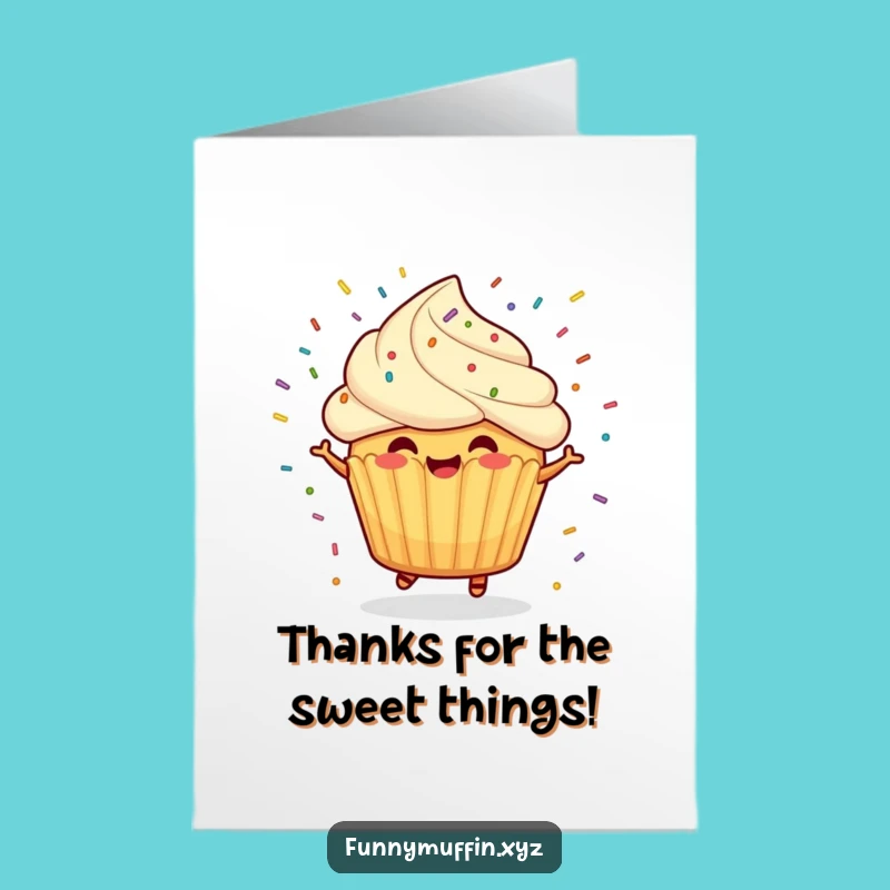Free Printable Thank You Card: Spinning Muffin Funny Downloadable Gift for Sweet Thanks